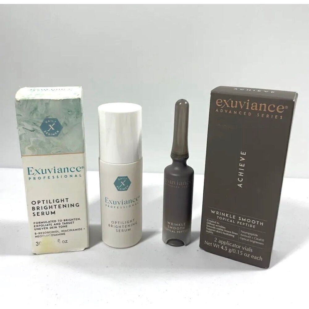 Exuviance Optilight Brightening Serum & 1 Wrinkle Smooth Topical Peptide NIB